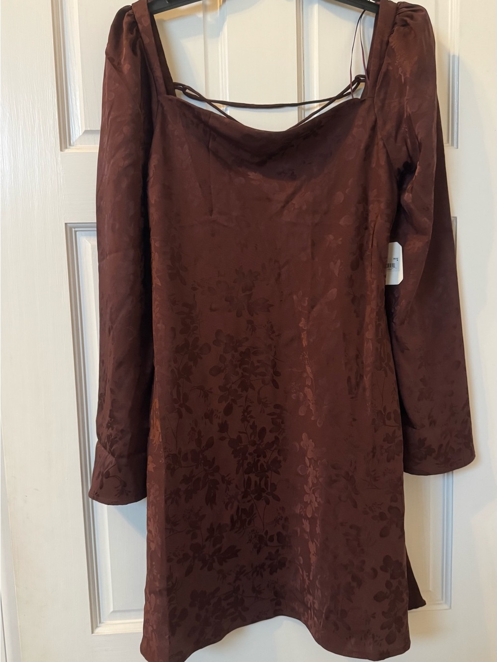 Altar'd State Chocolate Brown Floral Long-Sleeve Mini Dress - Medium NWT